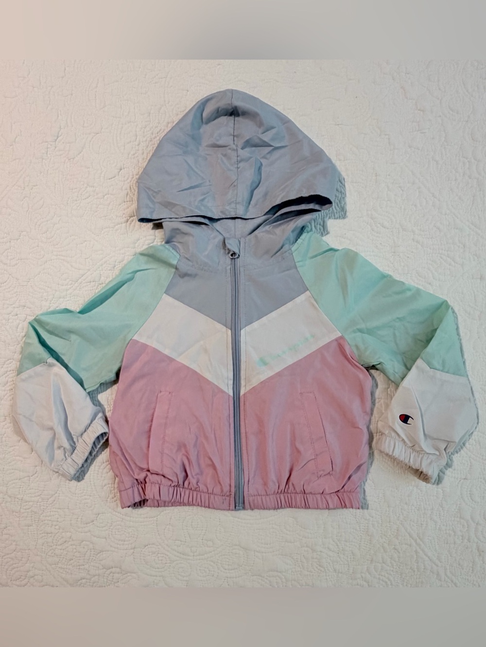 Champion | Girls Pastel Colorblock Zip Up Windbreaker Jacket | Size 5